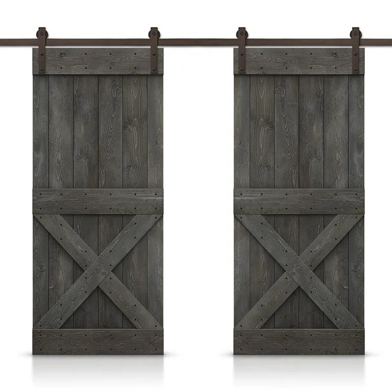 Calhome 84'' Solid Wood Paneled Painted with Installation Hardware Kit Barn Door