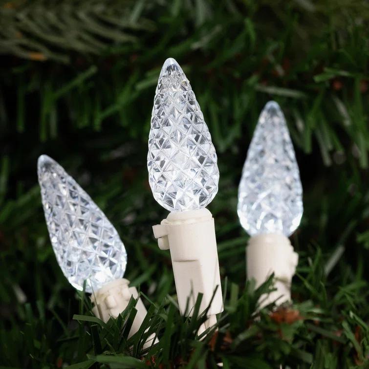 Northlight Seasonal 70-Count Warm White Faceted LED C6 Christmas Lights - 23ft White Wire