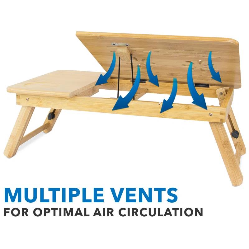 Mount-it Mount-It! Adjustable Bamboo Laptop Bed Tray w/ Tilting Top, Pullout Storage Drawer, Foldable Design