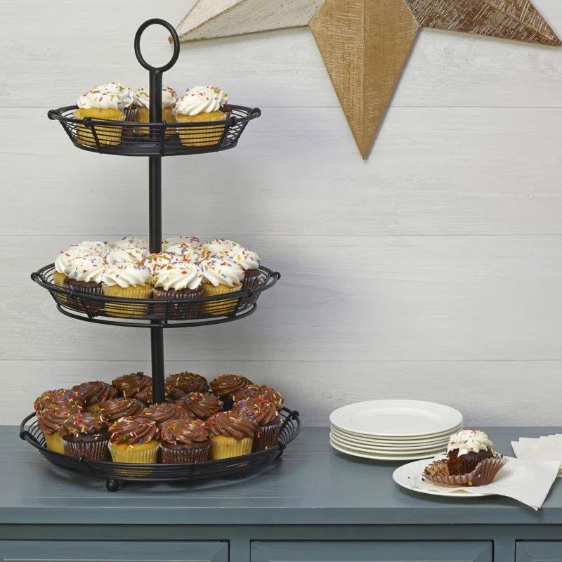 Gourmet Basics by Mikasa Gourmet Basics by Mikasa Tulsa Adjustable Pastry Serving Stand, 3-Tier, Black