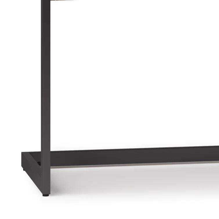 Simpli Home Erina Solid Acacia Wood Desk, Industrial Style with Keyboard Tray and 2 Drawers