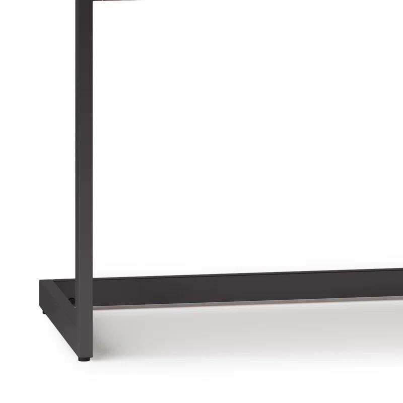 Simpli Home Erina Solid Acacia Wood Desk, Industrial Style with Keyboard Tray and 2 Drawers