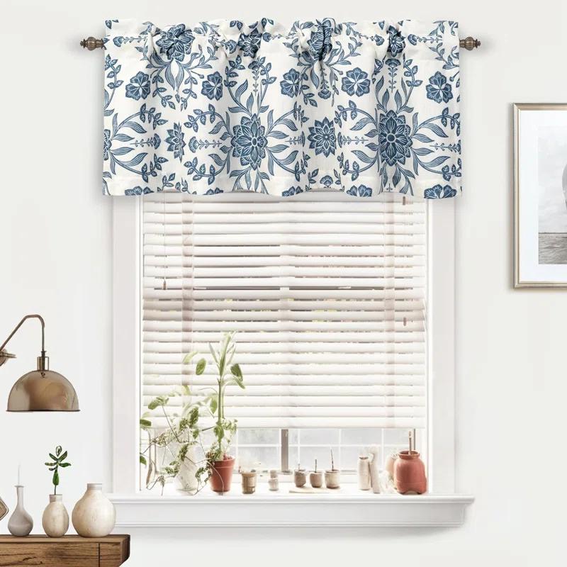 DriftAway Twyla Floral Tailored 52'' W Window Valance
