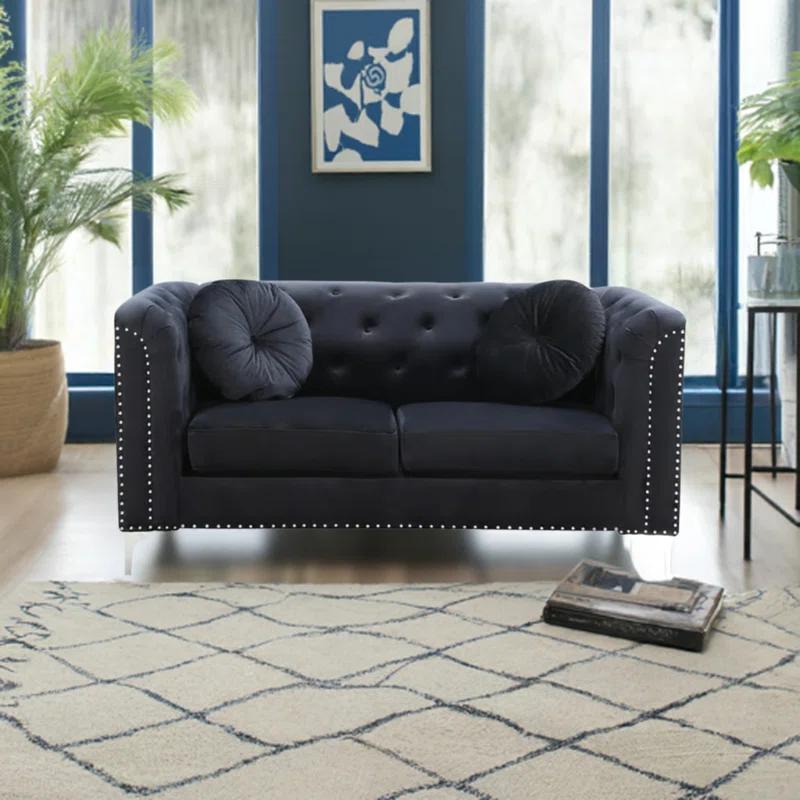 The Classy Home Colmar Velvet 3 Piece Living Room Set (Set of 3)