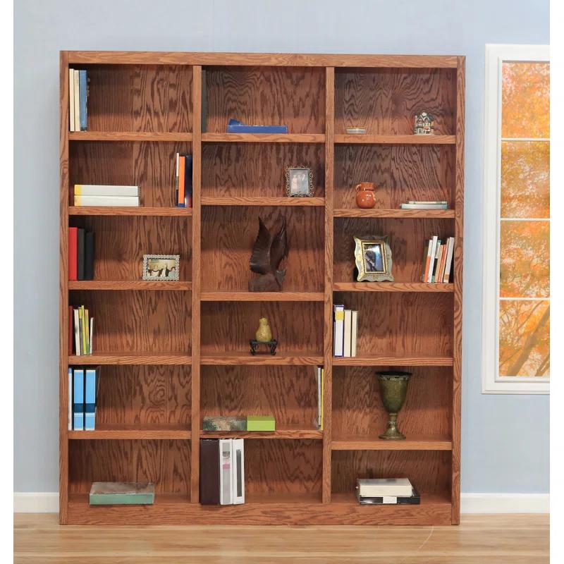 Winston Porter Aliette Triple Wide Wood Bookcase, 18 Bookshelf, 84 inch Tall Storage and Display Bookshelf for Home Office and Living Room
