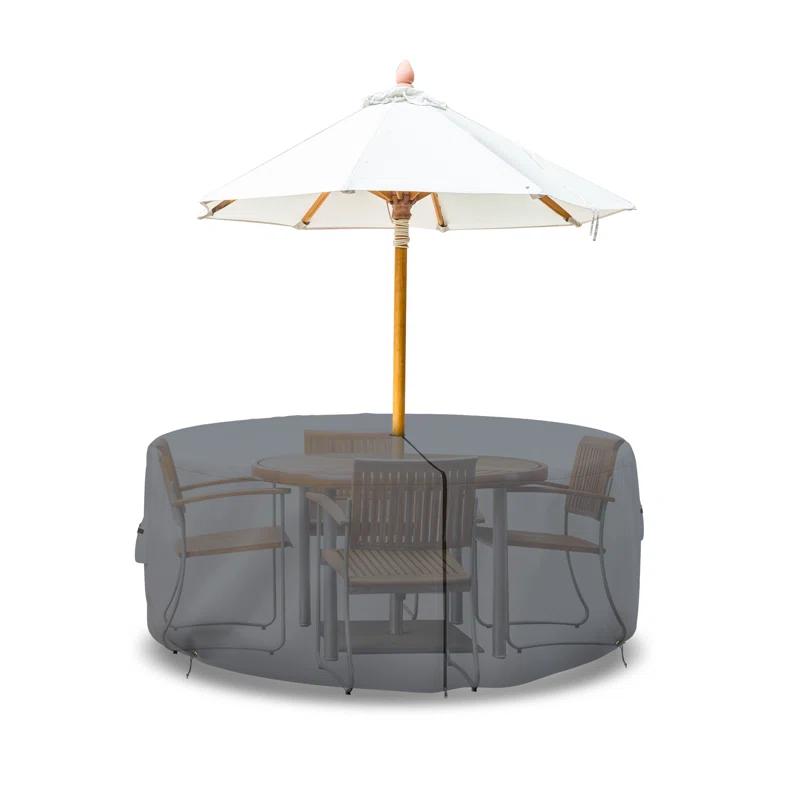 Arlmont & Co. Heavy Duty Multipurpose Waterproof Outdoor Round Dining Table & Chair Set Cover with Umbrella Hole