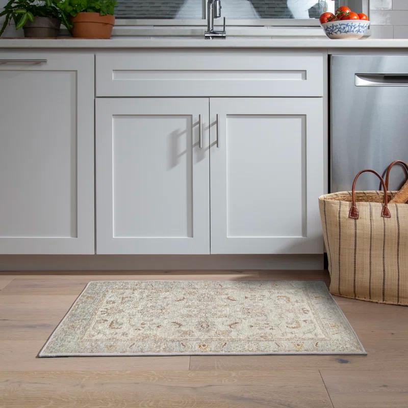 GelPro NeverMove Machine Washable Traditional Jordan Oatmeal Area Rug