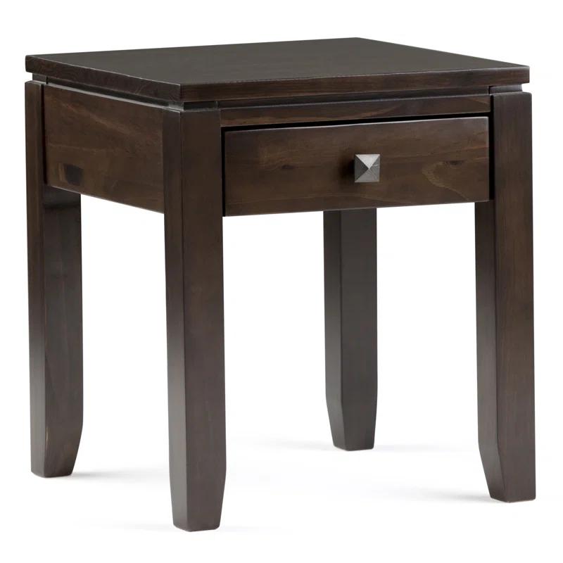 Simpli Home Cosmopolitan 18"W Solid Wood Contemporary Square End Table with Drawer