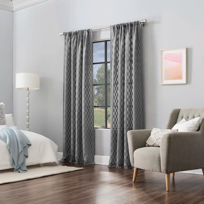 Scott Living Scott Living Verge Geometric Clipped Jacquard Semi-Sheer Rod Pocket Curtain Panel