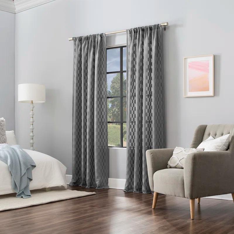 Scott Living Scott Living Verge Geometric Clipped Jacquard Semi-Sheer Rod Pocket Curtain Panel