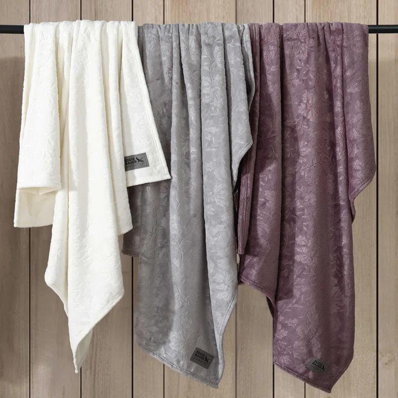 Eddie Bauer Eddie Bauer Woodblock Floral Embossed Signature Plush Throw Blanket