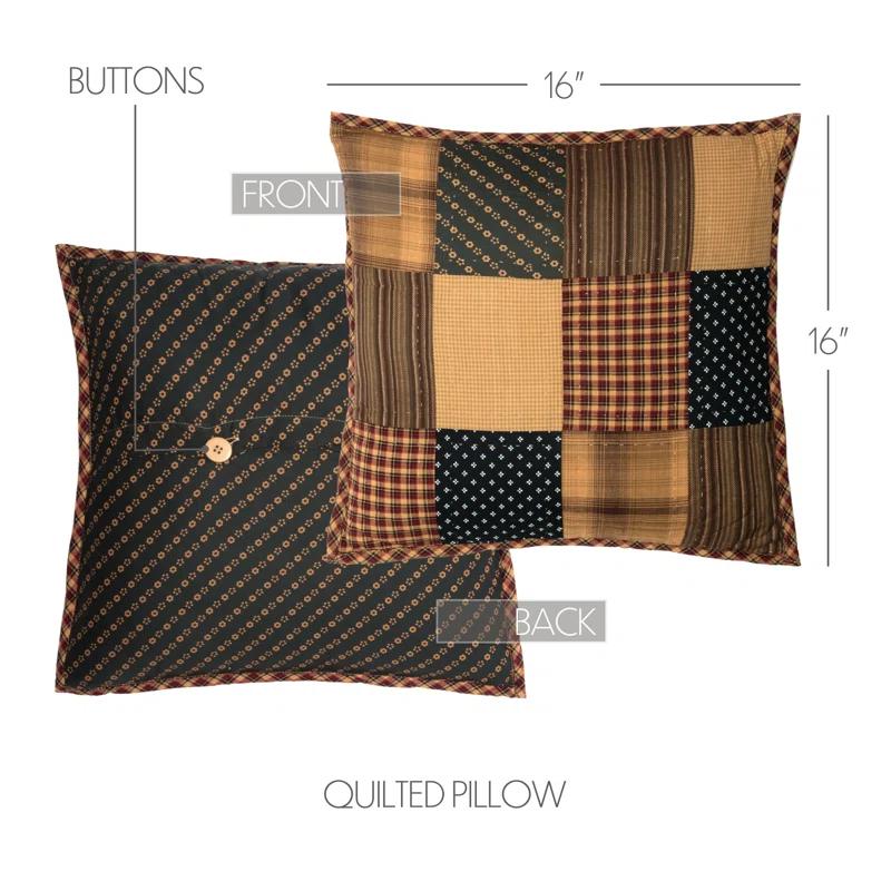 VHC Brands Patriotic Patch Patchwork Cotton Reversible Throw Pillow