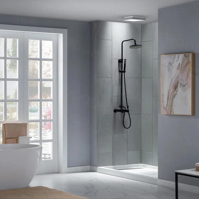 WoodBridge 75/96" H Solid Surface Shower & Tub Wall Panel, Surround, Quick Install, Cuttable, 0.138" thick
