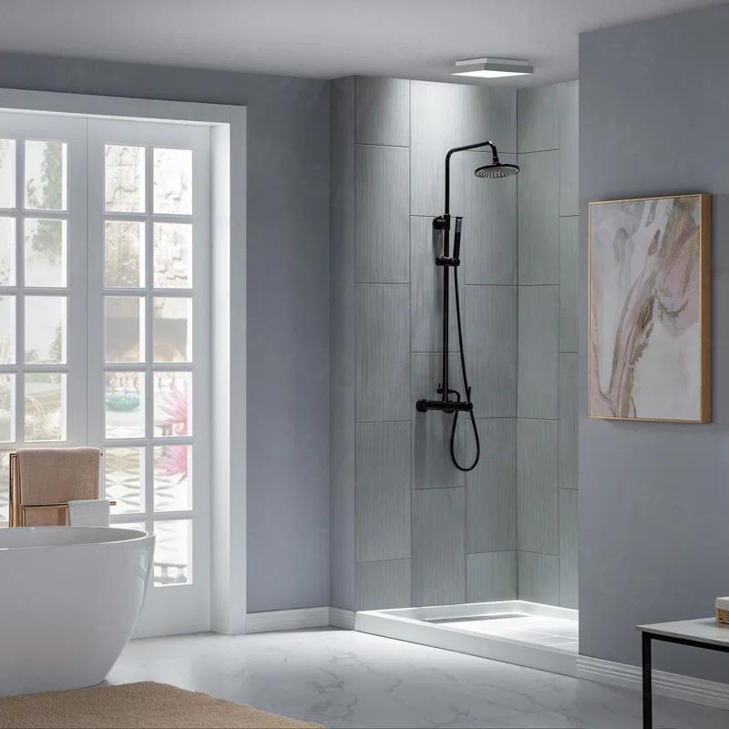 WoodBridge 75/96" H Solid Surface Shower & Tub Wall Panel, Surround, Quick Install, Cuttable, 0.138" thick