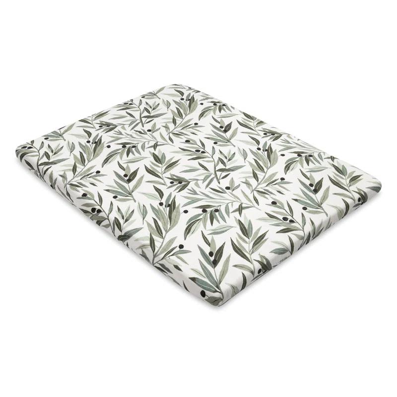 Olive Branches Muslin All-Stages Midi Crib Sheet in GOTS Certified Organic Cotton