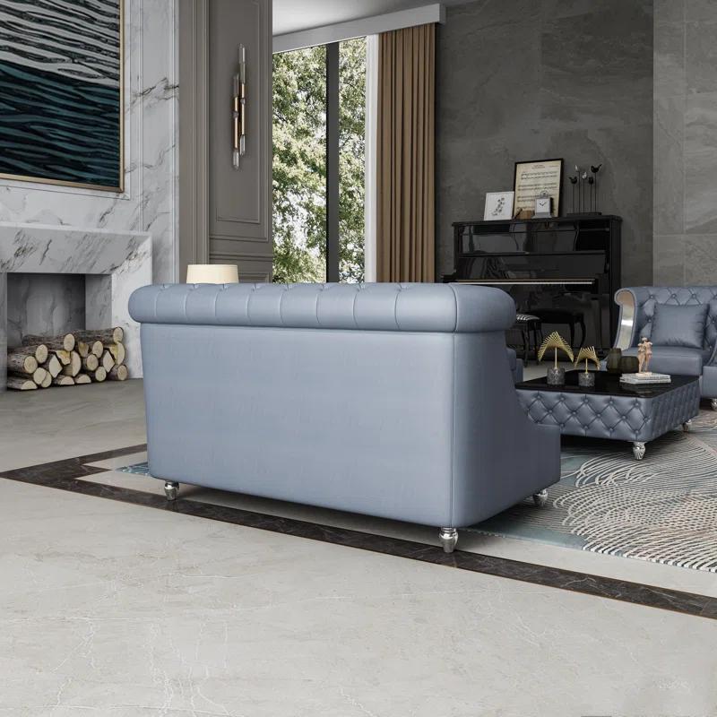 European Furniture Mayfair 66.5'' Leather Loveseat