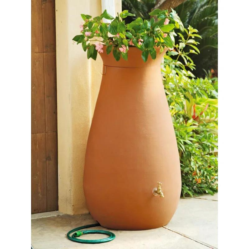 Algreen 65 Gallon Plastic Rain Barrel with Planter Top