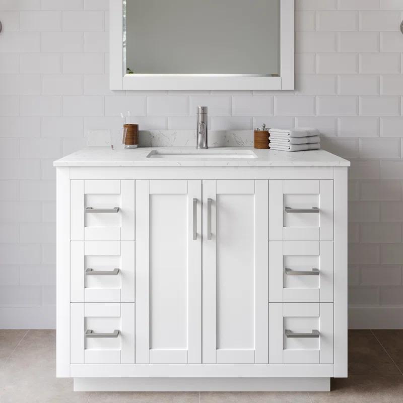 Wyndham Collection Miranda 42" Freestanding Single Bathroom Vanity with Cultured Marble Top & Reviews | Wayfair