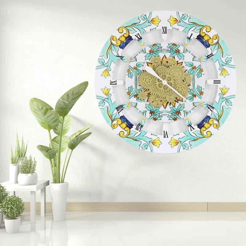 The Gears Clock Wall Clock Oversized 36" for Living Room with Real Moving Gears Italy Style | Wayfair
