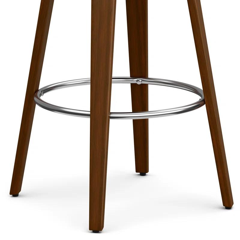 Simpli Home Roland Swivel Upholstered Mid-Century Modern Stool with Padded Seat and Back