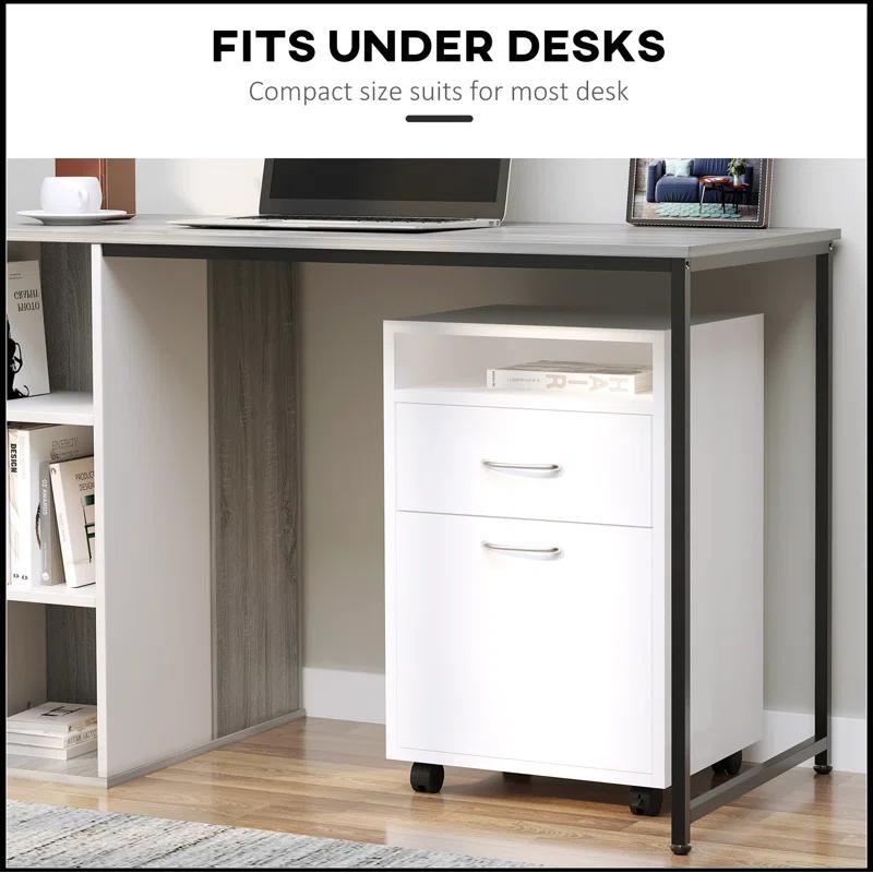 Latitude Run® Mobile Storage Cabinet Organizer with Drawer and Cabinet, Printer Stand with Castors