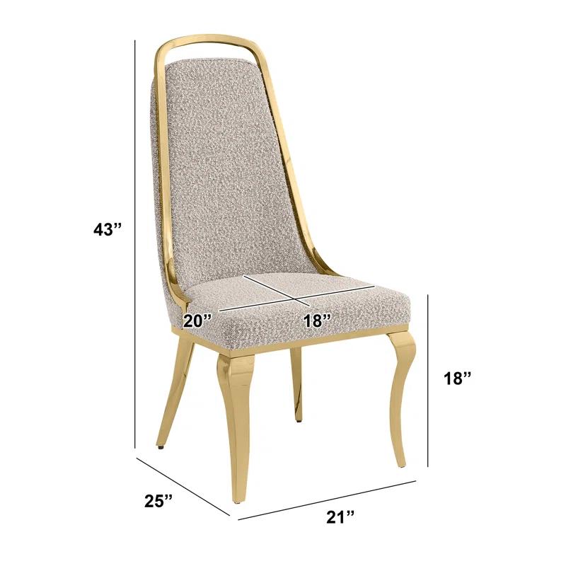 Tempered Glass Dining Set With Boucle Fabric Side Chairs