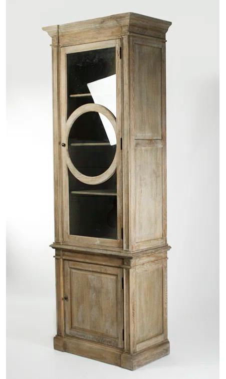 Grey Oak China Cabinet with Glass Doors