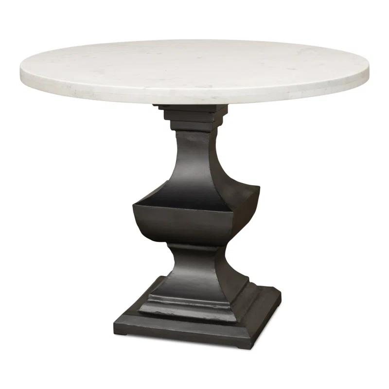 Haviland Round Marble Top Metal Base Dining Table