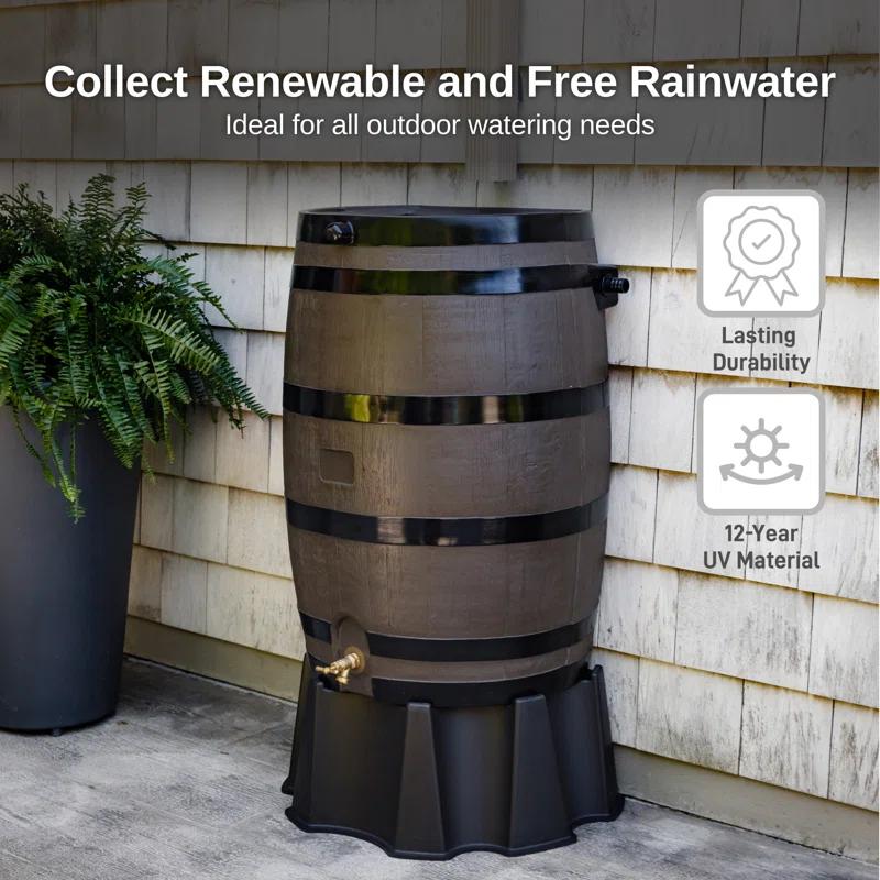 RTS Companies RTS Home Accents 50 Gallon Flat Back Rain Barrel