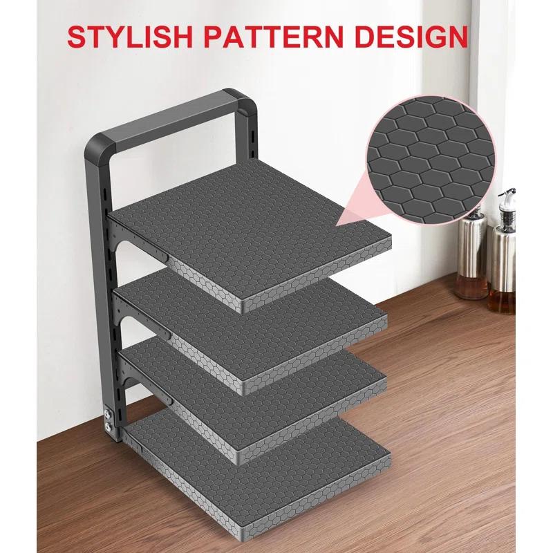 Prep & Savour Heavy Duty Pan Organizers For Cabinet & Counter 4 Tier Adjustable Pan & Pot Rack For Kitchen Cabinet Organizers And Storage