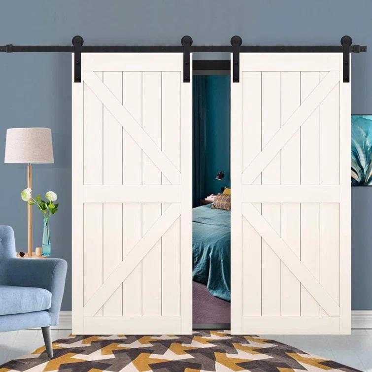 Watchmen Straight Design Standard Double Track Barn Door Hardware Kit