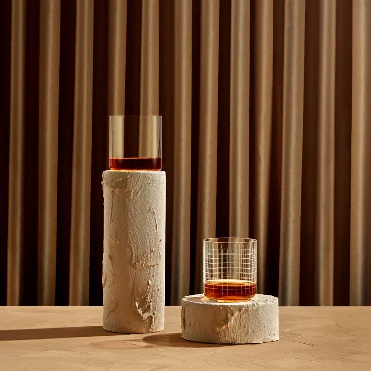 Nude Finesse 13.9oz. Handmade Crystal Whiskey Glass Set (Set of 4)