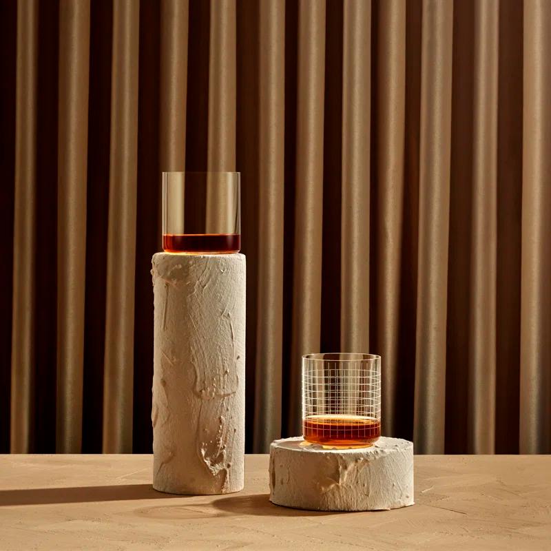 Nude Finesse 13.9oz. Handmade Crystal Whiskey Glass Set (Set of 4)