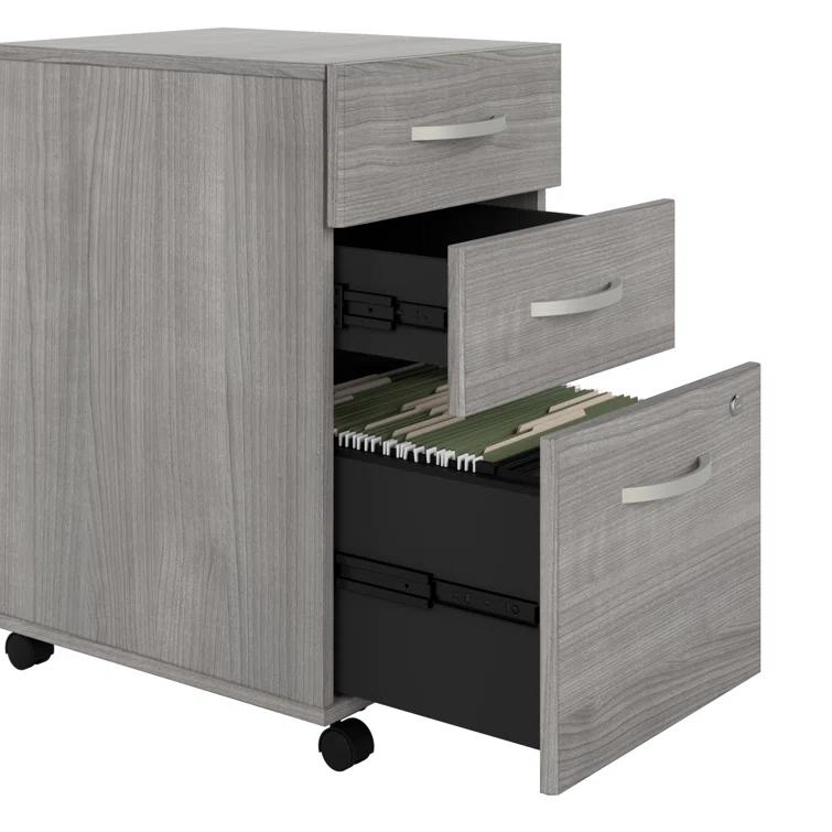 Bush Business Furniture Studio C 72W x 36D Bow Front Desk and Credenza with Mobile File Cabinets