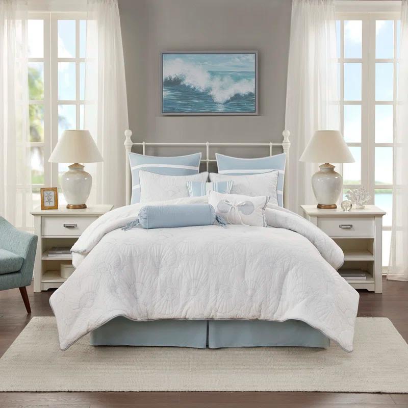 Harbor House Crystal Beach White Cotton Coastal Comforter Set