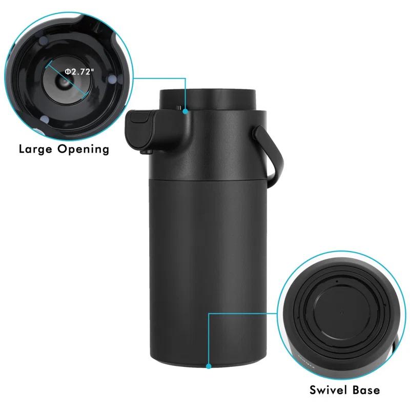 Stack man Airpot Coffee Dispenser With Pump - 135Oz/4L Thermal Coffee Carafes For Hot Beverage - Stainless Steel Insulated Coffee Thermos Carafe, Black