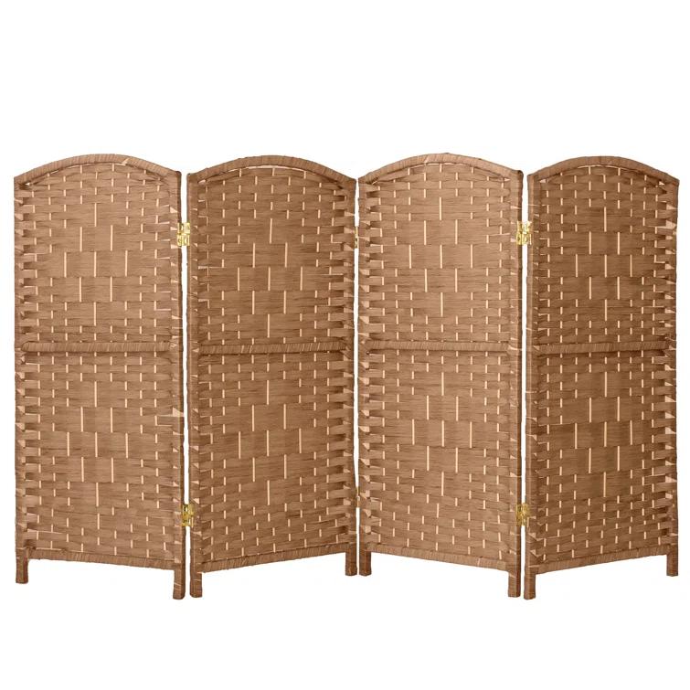 2 ft. Short Diamond Weave Fiber Folding Screen - Natural - 4 Panel