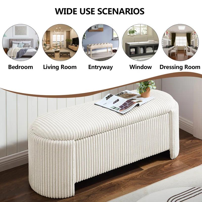 Latitude Run® Nikoma Corduroy Upholstered Storage Bench