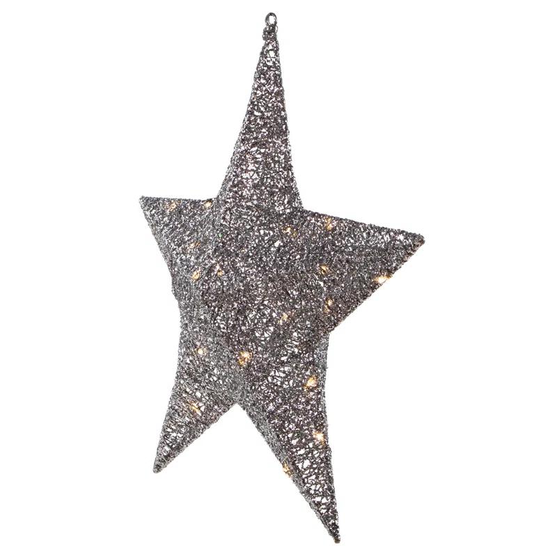 Northlight Seasonal 18" LED Lighted Silver Hanging Star Outdoor Christmas Decoration