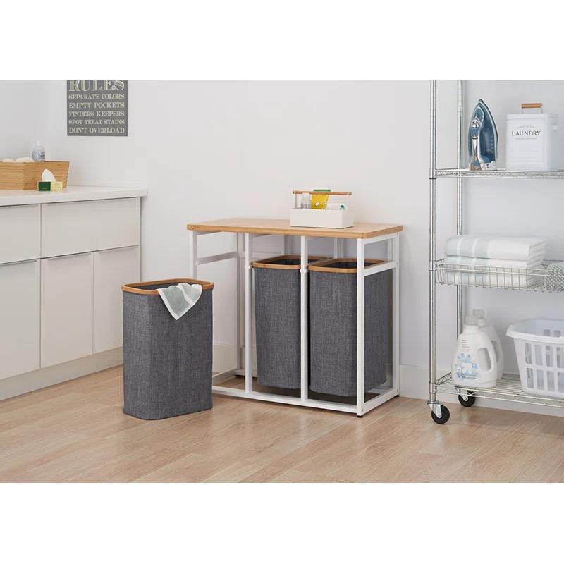 Trinity TRINITY 36 in. H x 30.7 in. H in. x 17.3 in. H Wood (Bamboo) 3-Bag Laundry Sorter