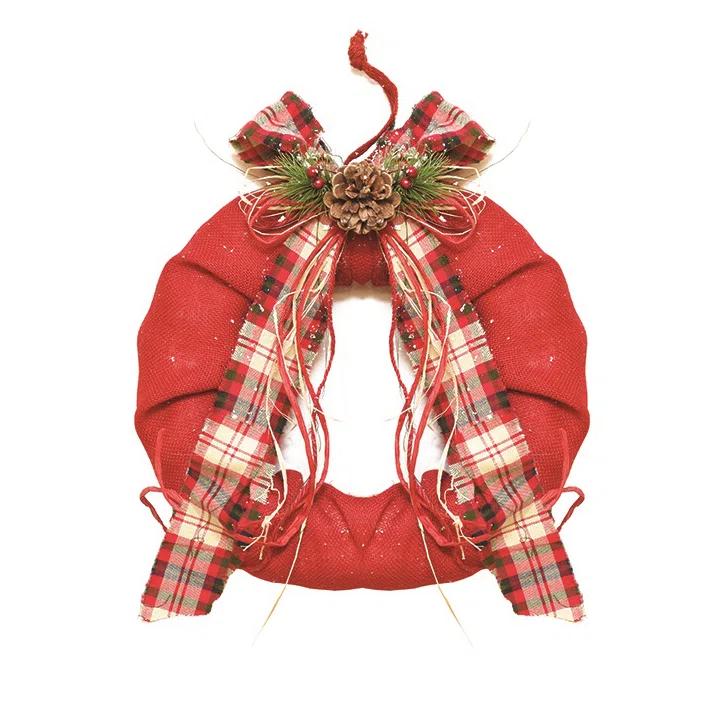 Northlight Seasonal Red Plaid Bow and Pine Accents Artificial Christmas Wreath - 13-Inch Unlit