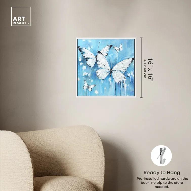 Art Remedy Art Remedy Textured Blue Butterflies Framed Butterfly 56175