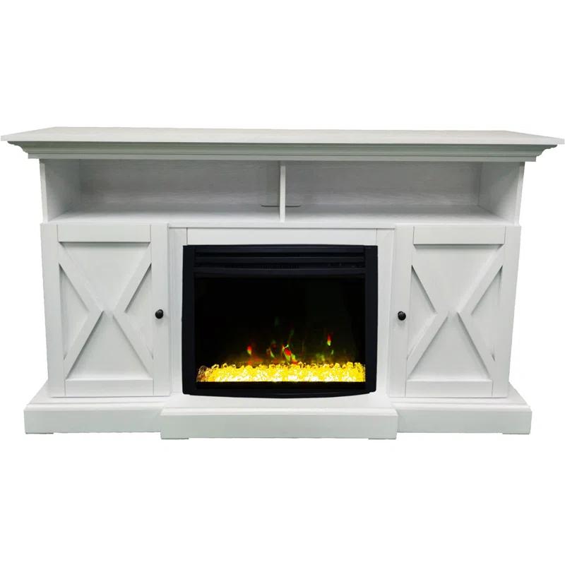 Cambridge Cambridge Summit 62-In. Farmhouse Fireplace TV Stand with Crystal Rocks Display