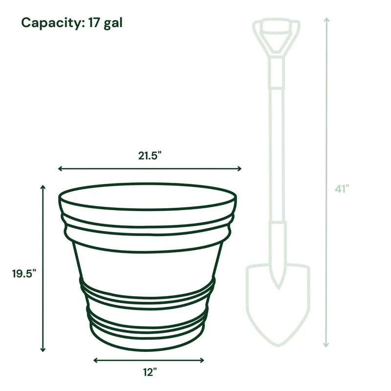 Bloem Rolled Rim Recycled Plastic Indoor/Outdoor Round Pot Planter