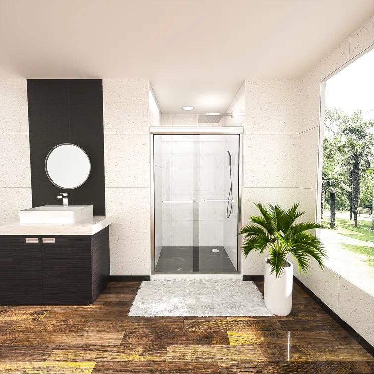 Shower Door 48" W X 76"H Semi-Frameless Bypass Sliding Shower Enclosure