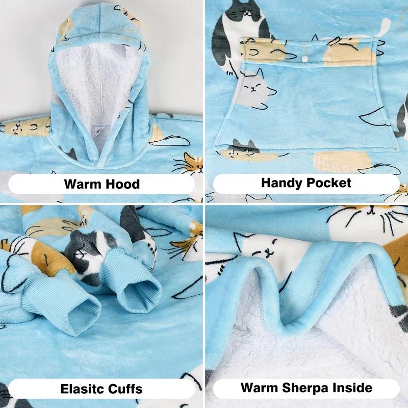 Catalonia Catalonia Blanket Hoodie for Kids, Oversized Wearable Fleece Sweatshirt Pullover for Teens Youth