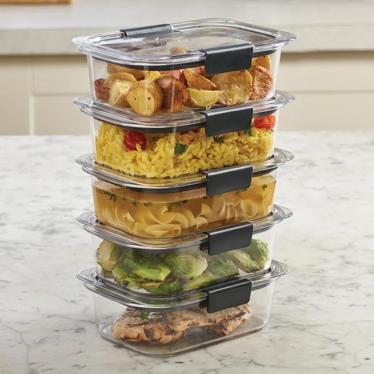 Rubbermaid Rubbermaid Brilliance Food Storage Containers, BPA-Free Plastic, Medium, 3.2 Cup, 5 Pack, Clear