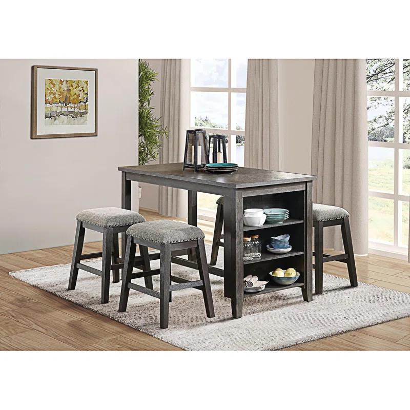 HMLIFE Modern Counter Height Table With Built-In Shelves