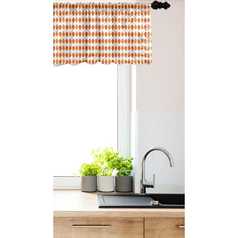 Ambesonne Ambesonne Autumn Valance Pack of 2 Tangerine Tones Leaf Pile  Marigold and Vermilion