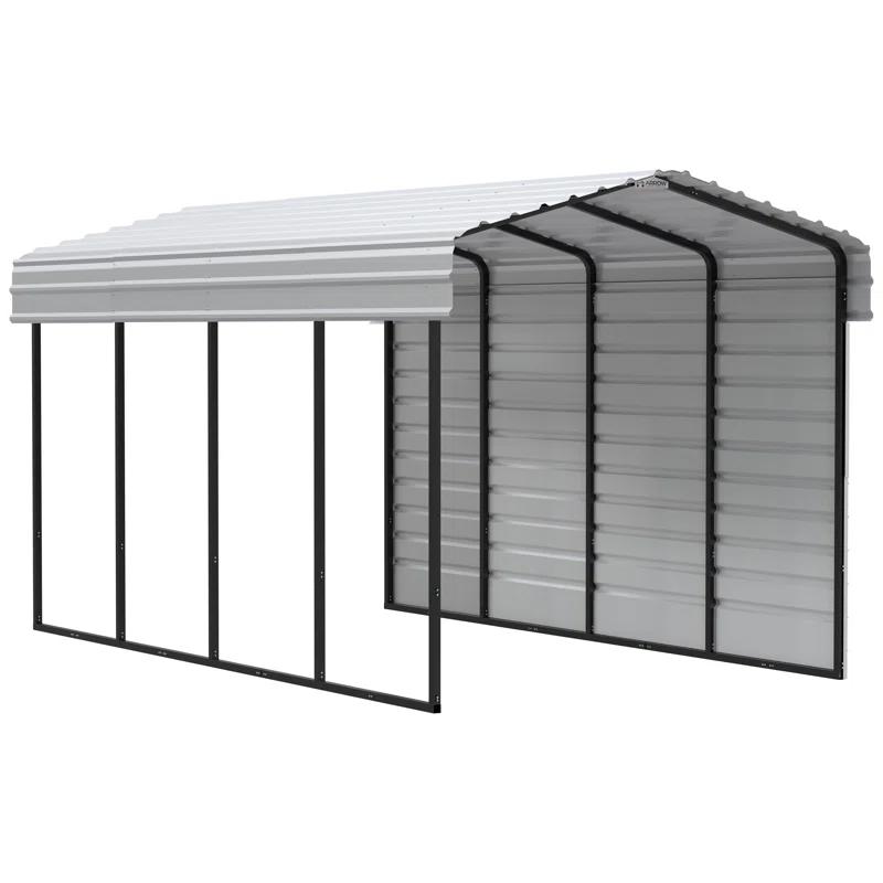 Arrow Arrow Steel Carport with 1 Side Wall Kit, 10x20x09
